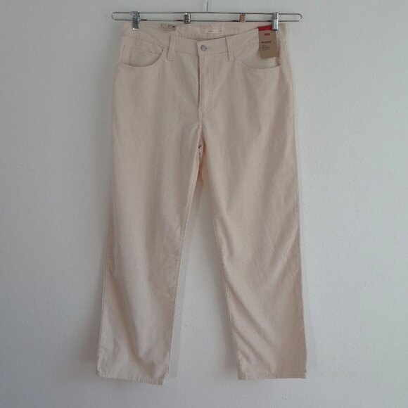Levi's Corduroy Pants Jeans Women's Size 33x31 Ivory Cords Baggy Straight Leg - Picture 1 of 13